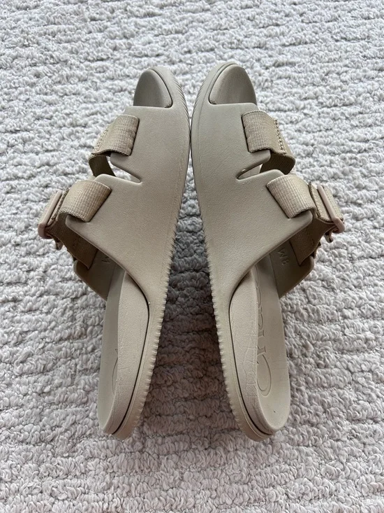 Chaco Taupe Two-Strap Slide Sandals - Picture 6 of 9